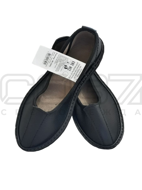 тапочки кожа подошва порист рез. черн-1